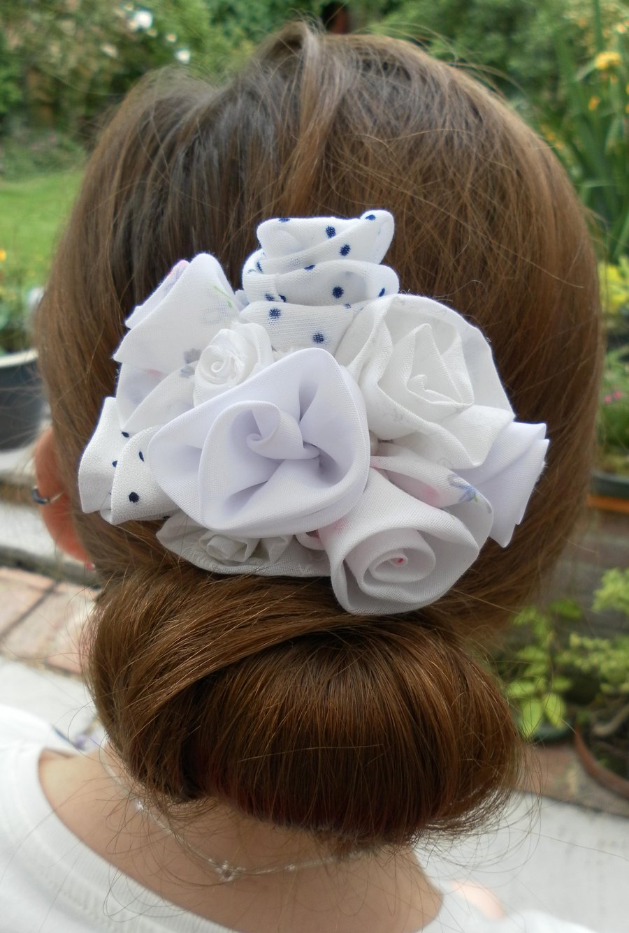Unique Hair Accessory in a Variety of White Fabrics, Wedding, Prom, Evening, Day