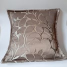 Beige and silver damask jacquard 16" envelope cushion cover