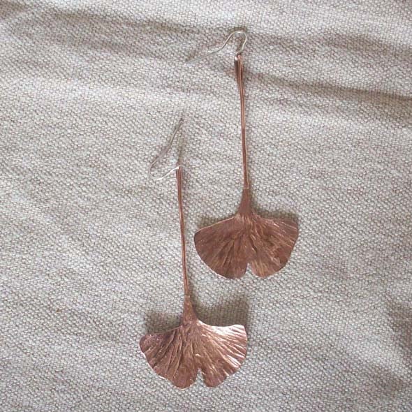 Copper Gingko Leaf Earrings