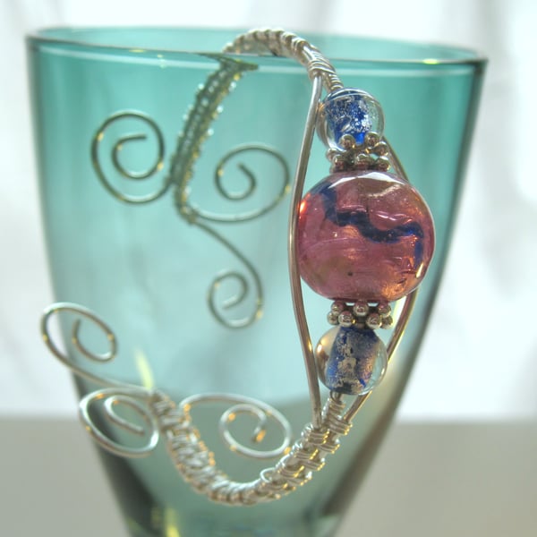 Rose Glass Cuff Bracelet