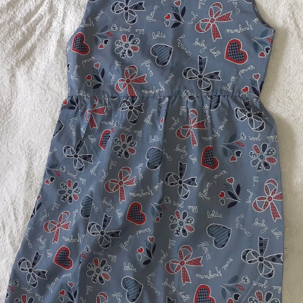 Blue floral sleeveless summer dress 5 yrs 