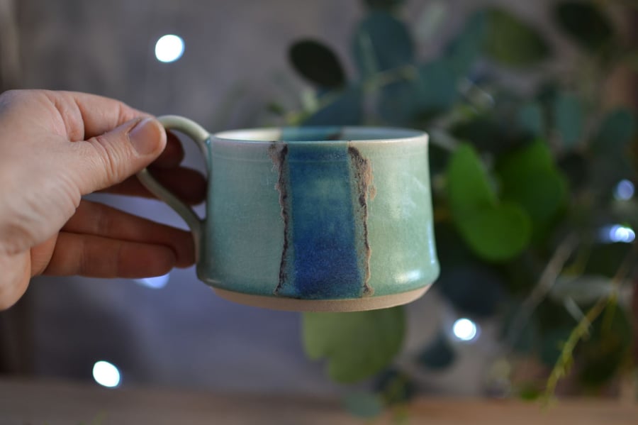 Horizon cup - beautifully glazed in blues and greens