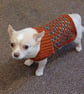Small dog granny crochet coat, copper red and grey pet jacket
