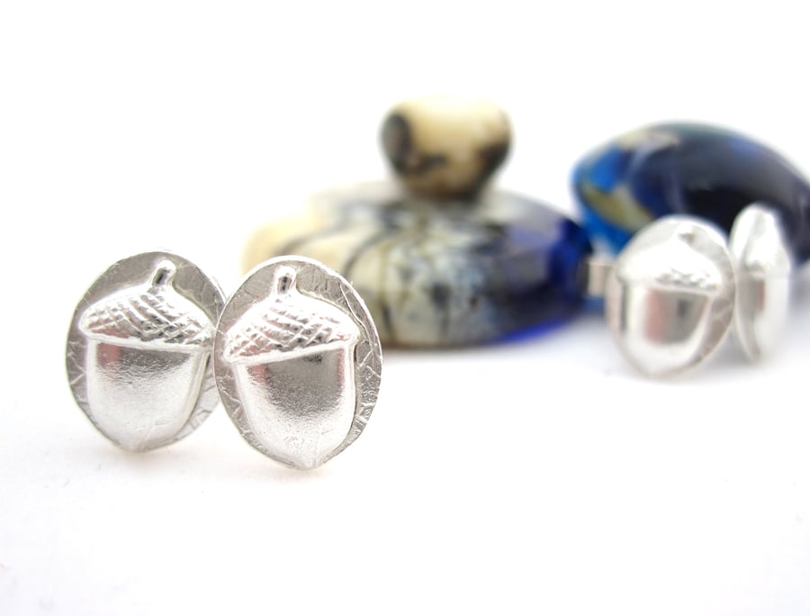 Acorn Earrings Silver Wolds Way Stud Earrings Acorns silver stud earrings