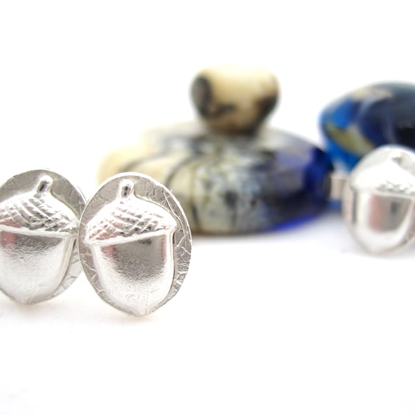 Acorn Earrings Silver Wolds Way Stud Earrings Acorns silver stud earrings