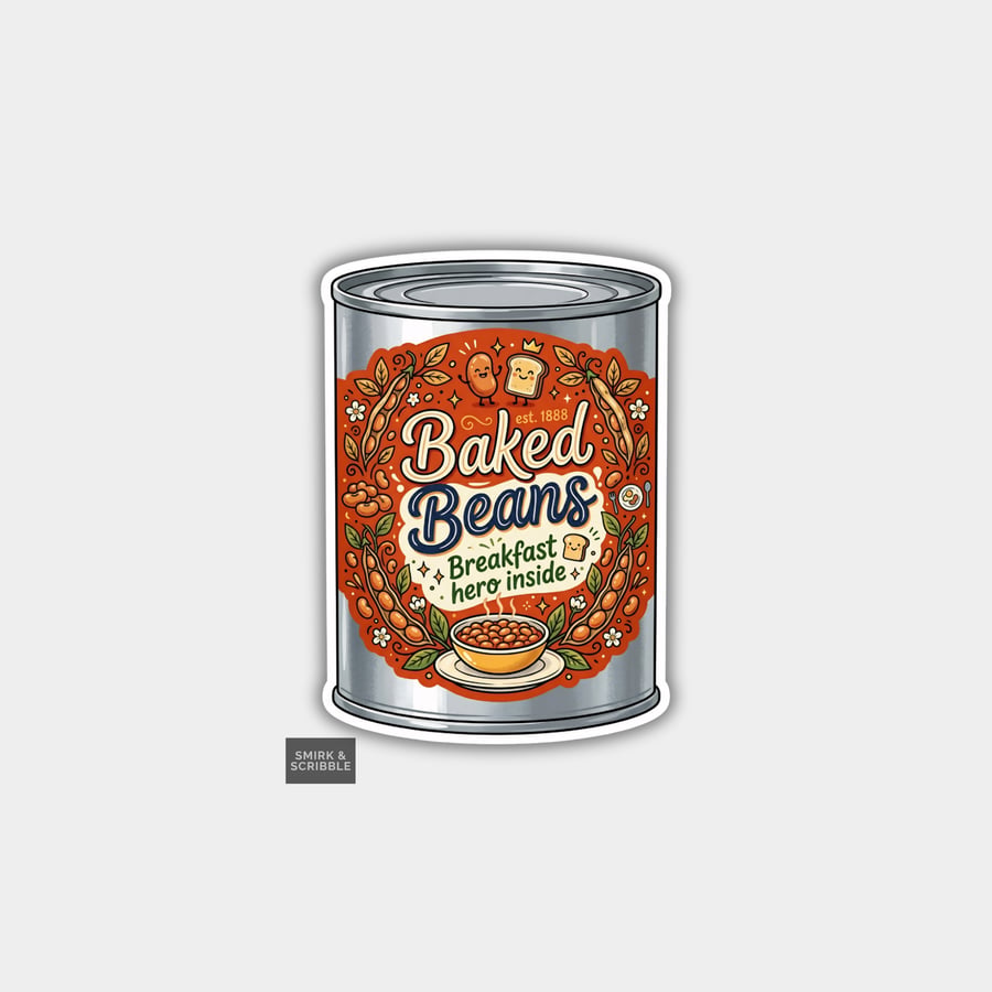 Grocery Food Tin Vinyl Sticker For Adults - Baked Beans