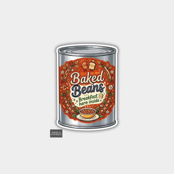 Grocery Food Tin Vinyl Sticker For Adults - Baked Beans
