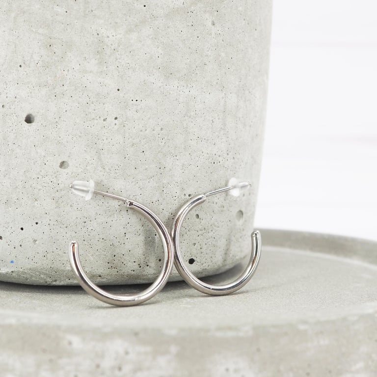 Solid Titanium hoop earrings - 20mm Solid Polished Titanium - Statement earrings
