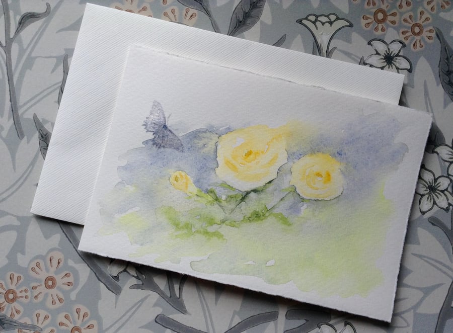 Yellow roses greetings card