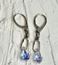 Iridescent Crystal Teardrop Dangle Earrings – Silver Leverback Drop Earrings