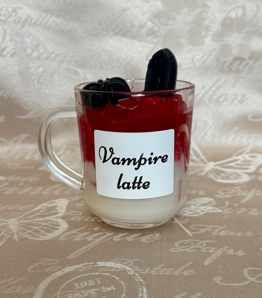 Vampire Latte Candle – Gothic Halloween Coffee Mug Decor