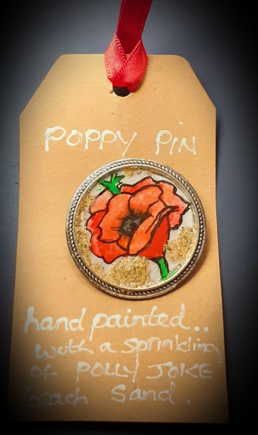 Handpainted Poppy Pin...Brooch