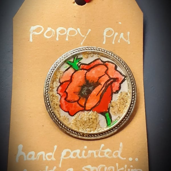 Handpainted Poppy Pin...Brooch