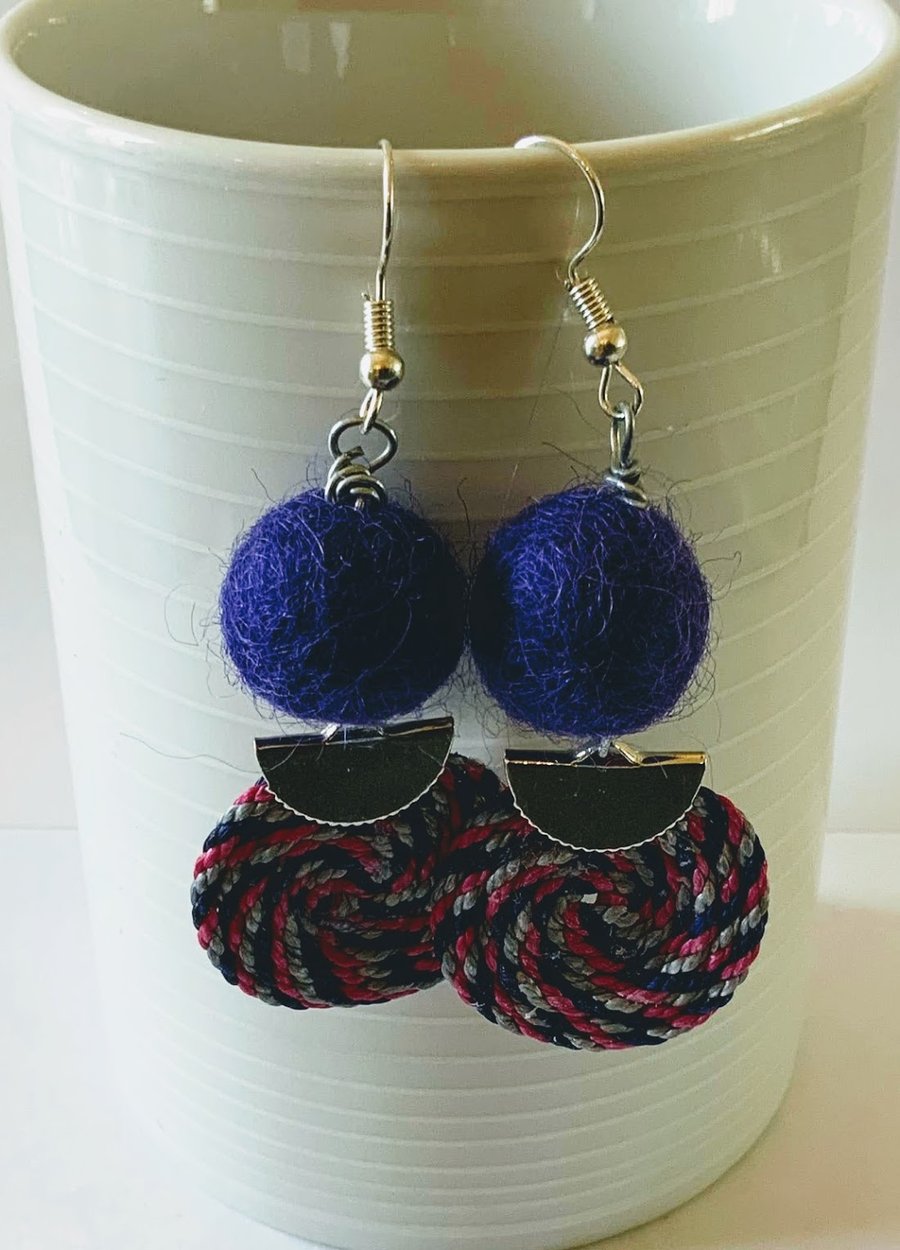  Merino wool ball earrings