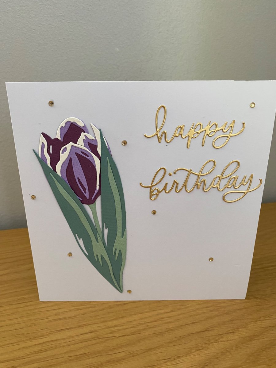 Handmade happy birthday tulip card