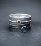 Blue Topaz Stack Ring, silver stack ring, oxidised stack ring, London blue Topaz - Image 1