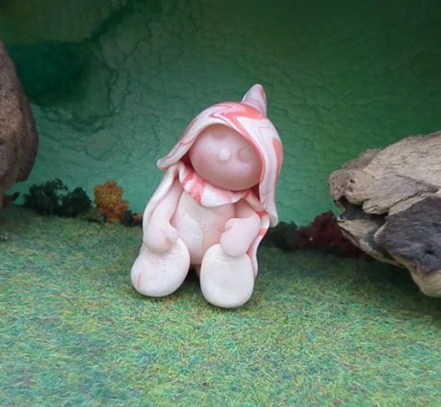 Tiny Sleepy Seated Gnome 'Tip' 1.25" OOAK Sculpt by Ann Galvin