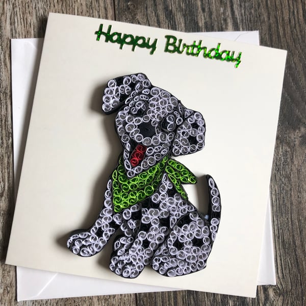 Handmade quilled Dalmatian card