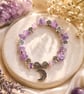 Handmade Amethyst Chip Bracelet with Crescent Moon Charm 