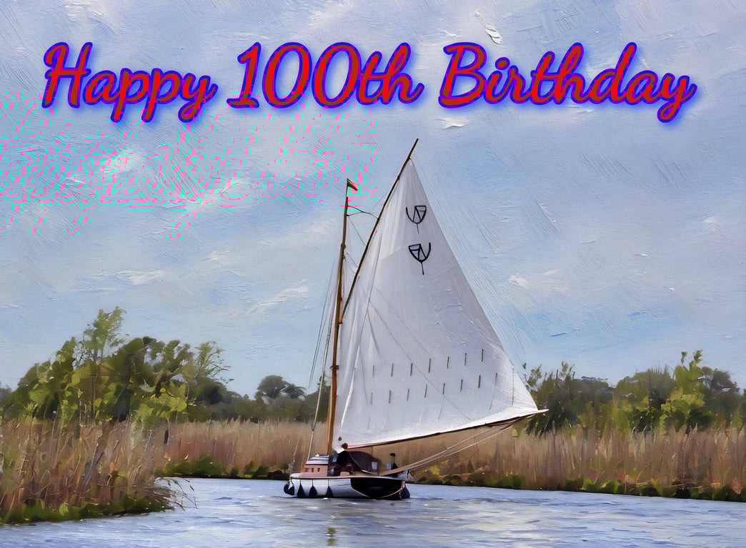 Happy 100th Birthday Sailing Boat Card A5