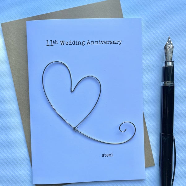 11th Wedding Anniversary Card STEEL 11 Years Traditional Gift Wife Husband 
