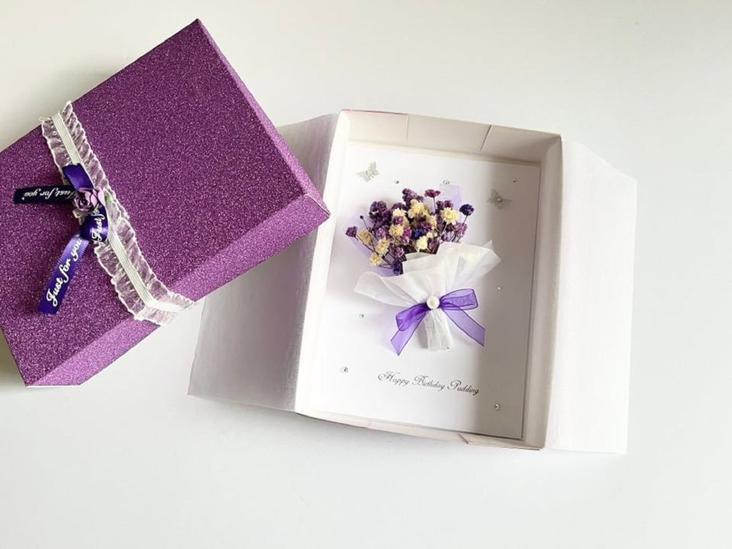 Handmade Personalised Birthday Card, 3D Dried Flower Birthday Card C083