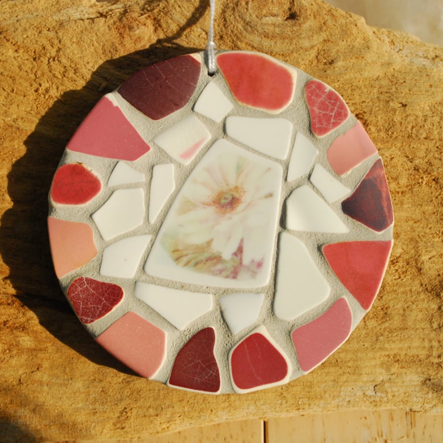 Beach pottery hanger with flower