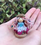 Tiny Button Fairy Decoration With An Acorn Hat - Pink And Blue - Image 2