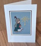 Handmade Cross Stitch Shepherd & Sheep Christmas Card – Traditional Religious  - Image 2