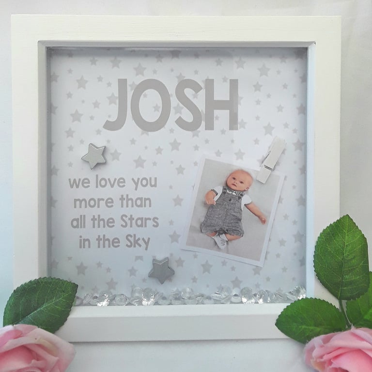 Personalised New Baby Frame,Next day delivery, Baby Gift, Nursery Frame, Stars N