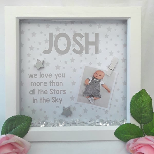 Personalised New Baby Frame, New Baby Gift, Nursery Frame, Stars N