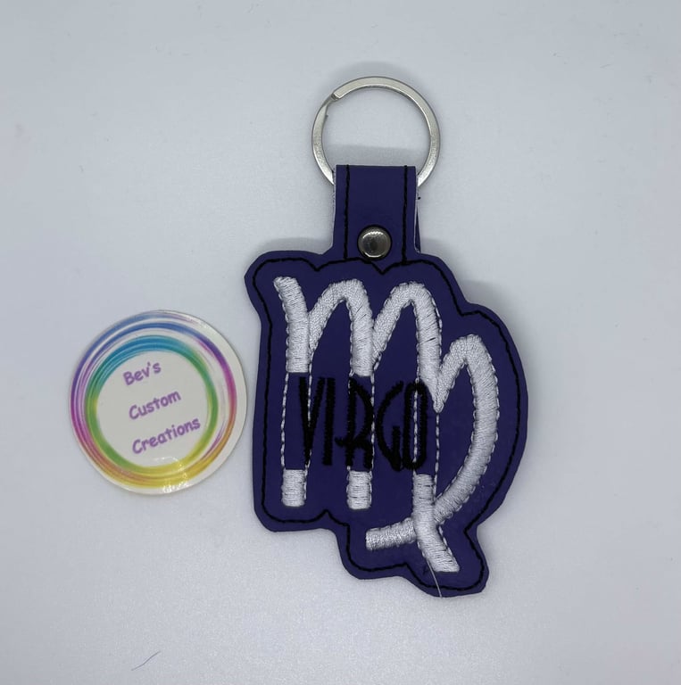 Embroidered Zodiac sign Keyring design - Virgo