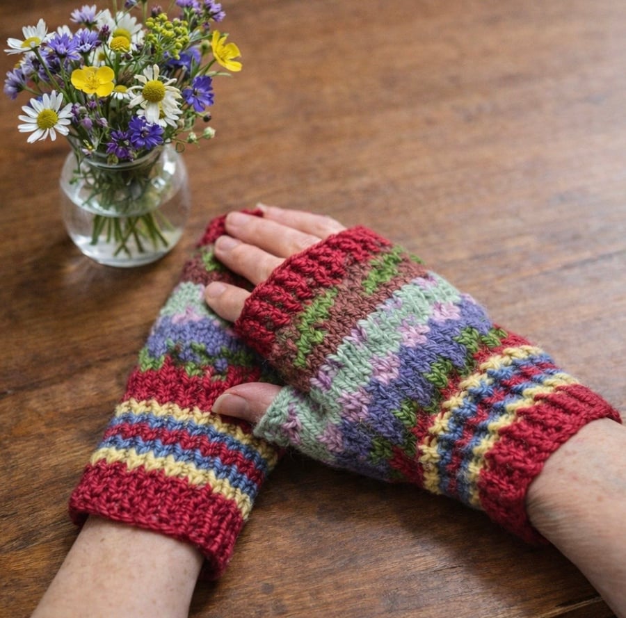 Fingerless gloves hand knitted (FFG 3)