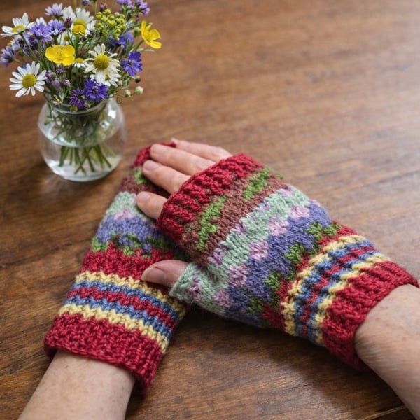Fingerless gloves hand knitted (FFG 3)