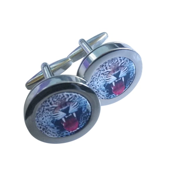 Leopard cufflinks, ,free shipping, gift wrapped, dynamic image, Ref 1234