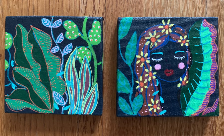 Sultry Nights - 2 original paintings including easels.