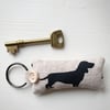 DACHSHUND KEY RING - lavender, stripes