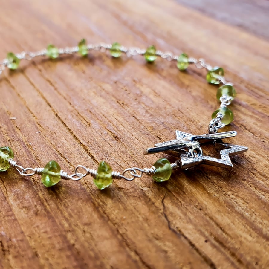 Peridot Sterling Silver Rosary Bracelet