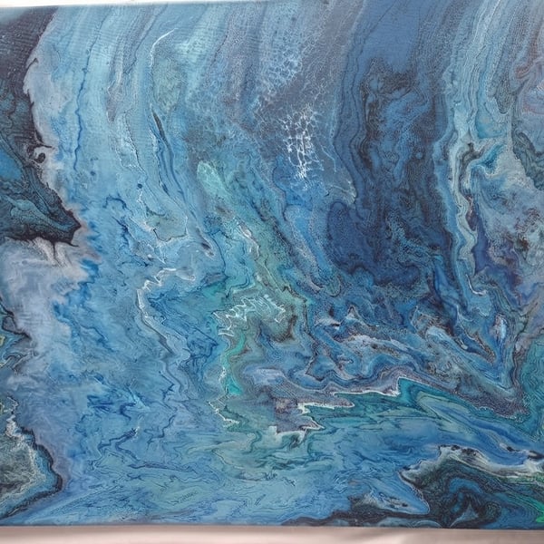 "Oceanic Enigma " Original Handmade Abstract Acrylic Painting Wall Art