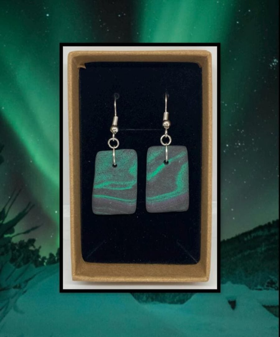 Northern lights lightweight clay earrings