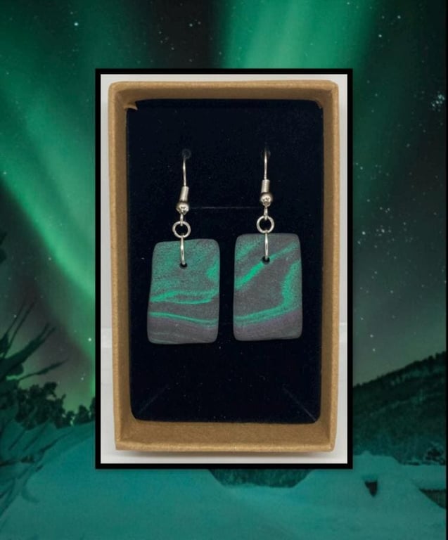 Northern lights lightweight clay earrings
