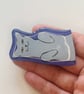 Green Flags Only Cat– Handmade Original Pet Illusration Fridge Magnet - Image 2