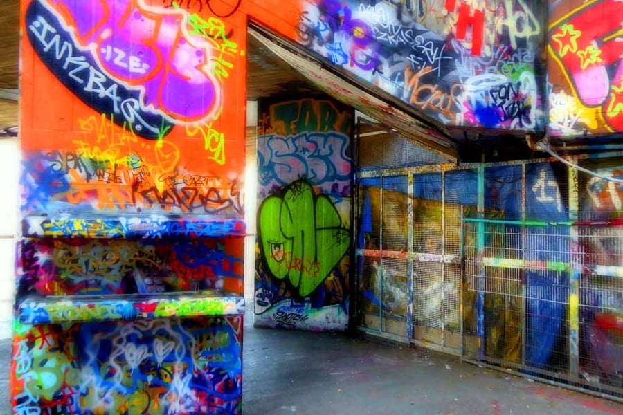 Southbank Skate Park Graffiti Street Art London 18"x12" Print