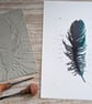 Crow Feather Linoprint Original Art - Image 6
