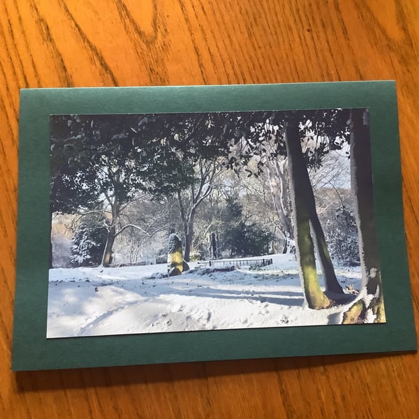 Handmade original photograph of the Northumberland Park Standing Stone in Snow