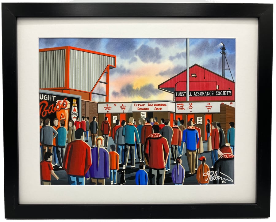 Crewe Alex, Retro Gresty Road Framed, Football Art Print 14" x 11" Frame 