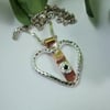 SECONDS SUNDAY - Pendant, Fancy Heart, Copper & Silver with Sapphire 
