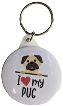 I Love My Pug Dog Keyring 