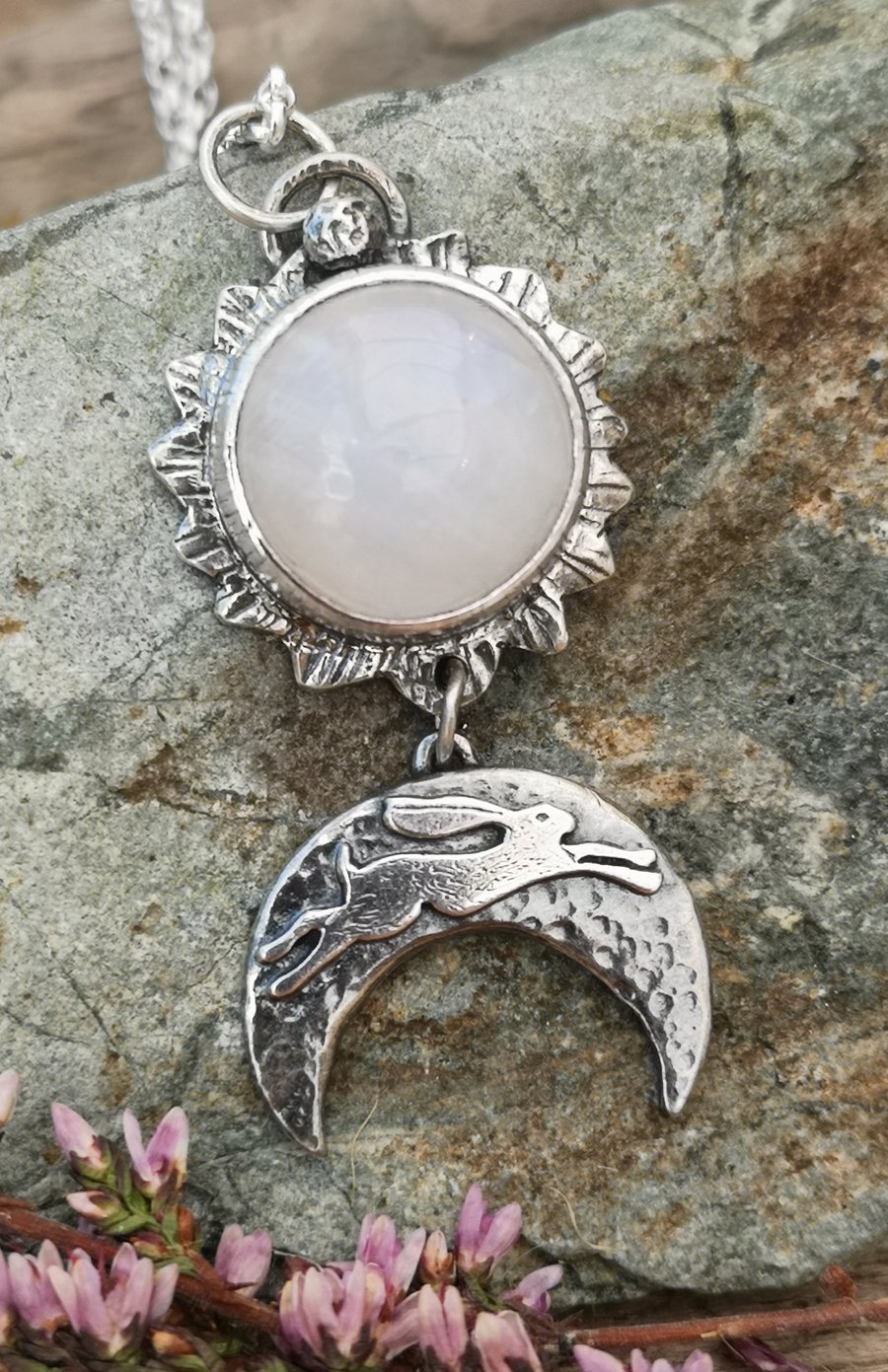 Moon Flower Hare Necklace