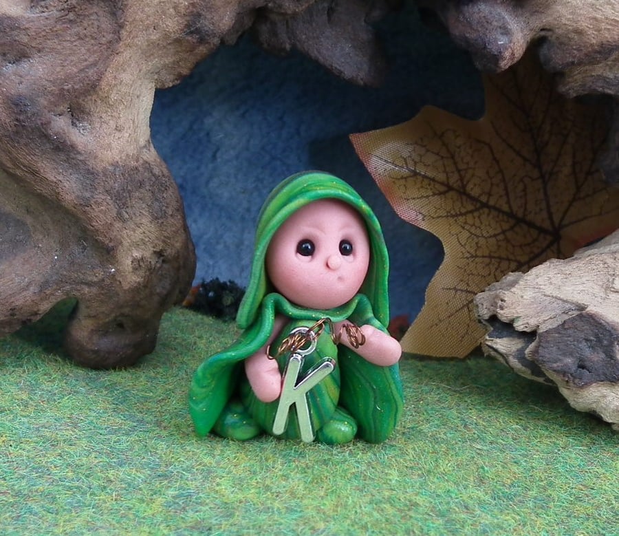Alphabet Initial Gnome choice of letter OOAK Sculpt by Ann Galvin